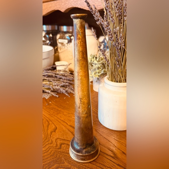 Powhatan B & I Works Brass Antique Fire Hose Nozzle 10”